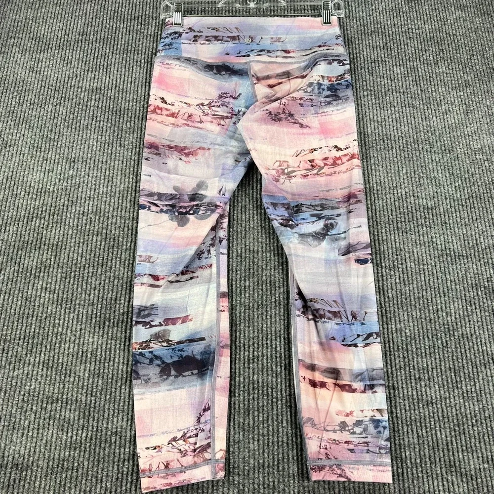Lululemon Wunder Under High Rise Leggings Womens 8 Purple Striped Active Casual